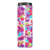 Kleurrijke Abstracte plakband verf, rood en Paars Thermosbeker (Achterkant)