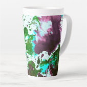Kleurrijke Abstracte platter Verf Groen en Paars Latte Mok (Rechterhoek)