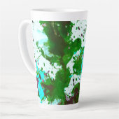 Kleurrijke Abstracte platter Verf Groen en Paars Latte Mok (Linkerhoek)