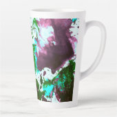 Kleurrijke Abstracte platter Verf Groen en Paars Latte Mok (Rechts)