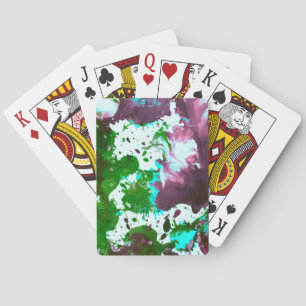 Kleurrijke Abstracte platter Verf Groen en Paars Pokerkaarten