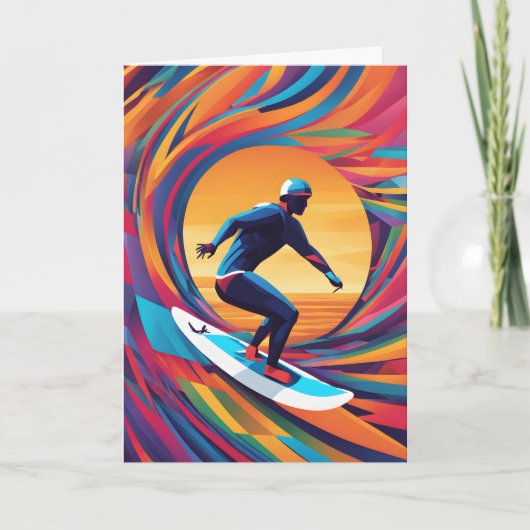Kleurrijke Abstracte Pop Art Surfer Vaderdag Kaart (Voorkant)