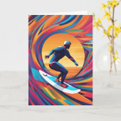 Kleurrijke Abstracte Pop Art Surfer Vaderdag Kaart (Gele Bloem)