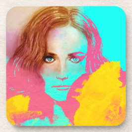 Kleurrijke Abstracte Pop vrouw, 6 Onderzetters set