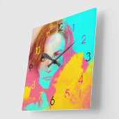 Kleurrijke Abstracte Pop Vrouw, vierkant klok (Hoek)