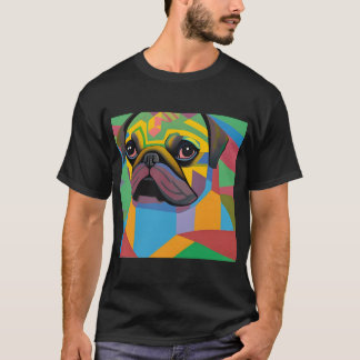 Kleurrijke Abstracte Pug Kleurrijke Pug Kunst Wate T-shirt
