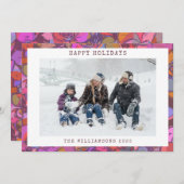 Kleurrijke Abstracte Rand Aangepaste Familie Foto Feestdagenkaart (Voorkant / Achterkant)