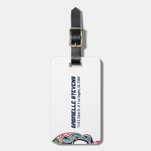 Kleurrijke Abstracte Retro Sugar Skull Bagagelabel (Voorkant verticaal)