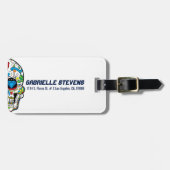 Kleurrijke Abstracte Retro Sugar Skull Red Rose Bagagelabel (Voorkant horizontaal)