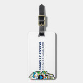 Kleurrijke Abstracte Retro Sugar Skull Red Rose Bagagelabel (Voorkant verticaal)