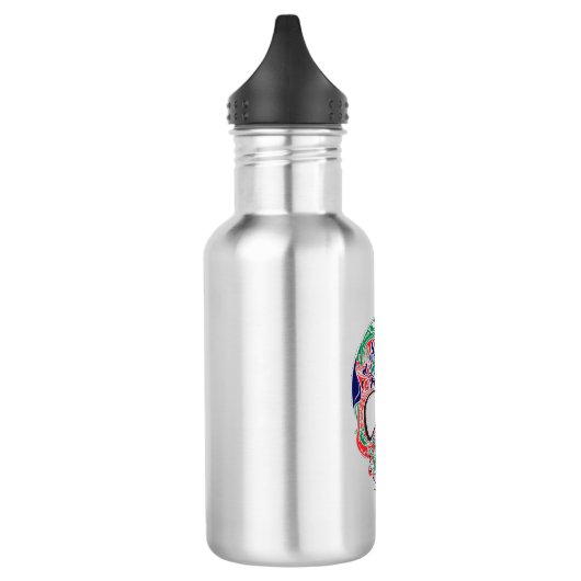 Kleurrijke Abstracte Retro Sugar Skull Waterfles (Links)