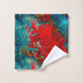 Kleurrijke Abstracte rode, blauwe en groene vloeis Bad Handdoek (Wasdoekje)