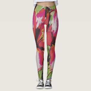 kleurrijke abstracte rode bloem leggings