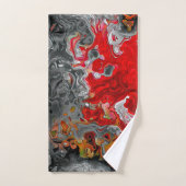 Kleurrijke Abstracte rode en grijze vloeistofstale Bad Handdoek (Handdoek)