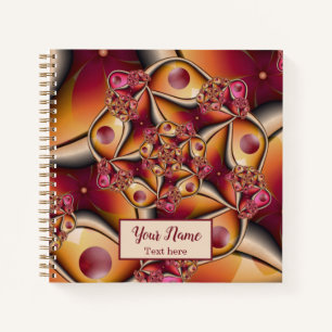 Kleurrijke Abstracte Rode Oranje Fantasie Fractal  Notitieboek