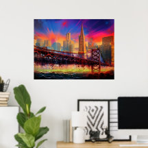 Kleurrijke Abstracte San Francisco Skyline Poster