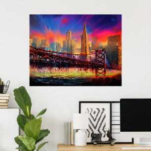 Kleurrijke Abstracte San Francisco Skyline Poster