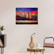 Kleurrijke Abstracte San Francisco Skyline Poster