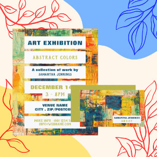 Kleurrijke Abstracte Schilderkunst, Kunsttentoonst Flyer