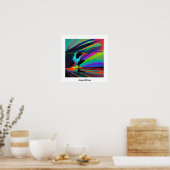 Kleurrijke abstracte silhouet surfer op het strand poster (Keuken)