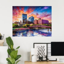 Kleurrijke Abstracte skyline van Dayton, Ohio