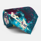 Kleurrijke Abstracte Splatter Verf Blauwgroen en M Stropdas (Opgerold)