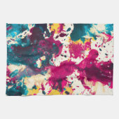 Kleurrijke Abstracte Splatter Verf Blauwgroen en M Theedoek (Horizontaal)