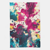 Kleurrijke Abstracte Splatter Verf Blauwgroen en M Theedoek (Verticaal)
