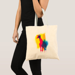 Kleurrijke Abstracte Spray Paint Giraffe Silhouet Tote Bag