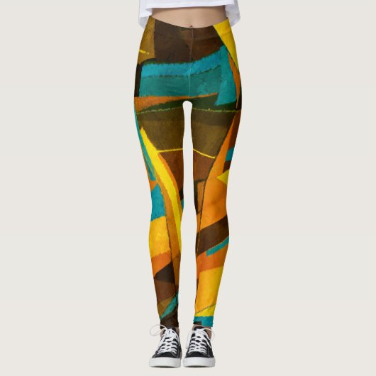 Kleurrijke Abstracte strepen: verftextuur Leggings (Voorkant)