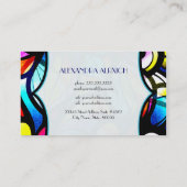 Kleurrijke Abstracte Swirls Glas in lood Sjabloon Visitekaartje (Achterkant)