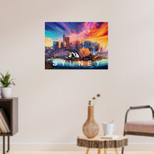 Kleurrijke Abstracte Sydney Australië Skyline Post