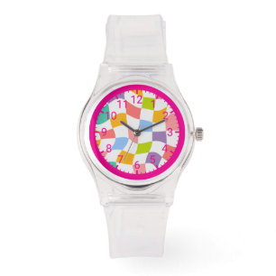 Kleurrijke Abstracte Transparante Vrouwen &Tieners Horloge
