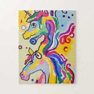 Kleurrijke Abstracte Unicorn Portret Painting Legpuzzel