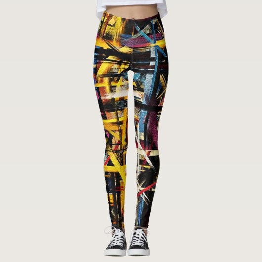 Kleurrijke Abstracte verf #14 Leggings (Voorkant)