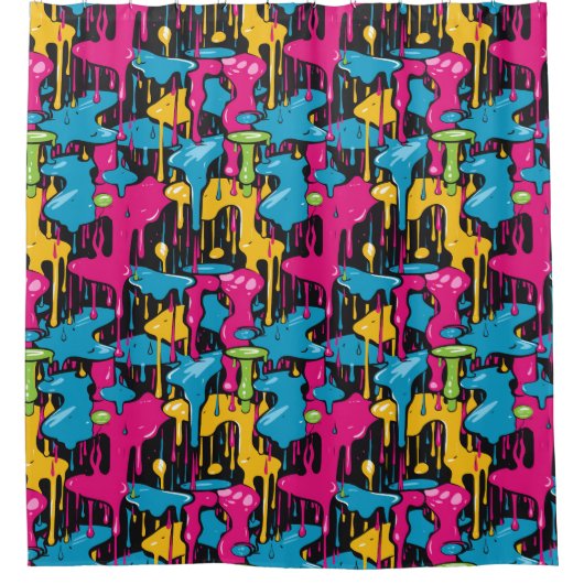 Kleurrijke Abstracte verfdruppels (1) Douchegordijn (Voorkant)