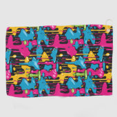 Kleurrijke Abstracte verfdruppels (1) Golfhanddoek (Horizontaal)