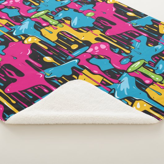 Kleurrijke Abstracte verfdruppels (1) Sherpa Deken (3/4)