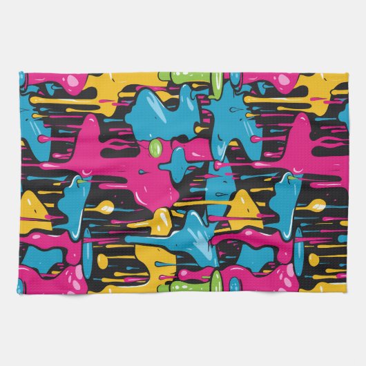 Kleurrijke Abstracte verfdruppels (1) Theedoek (Horizontaal)
