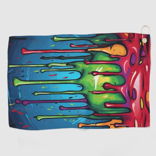 Kleurrijke Abstracte verfdruppels (6) Golfhanddoek (Horizontaal)