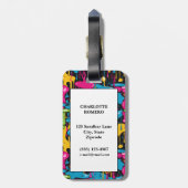 Kleurrijke Abstracte verfdruppels (7) Bagagelabel (Achterkant verticaal)