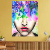 Kleurrijke Abstracte verfgezicht canvasprint Canvas Afdruk (Insitu (Woonkamer))