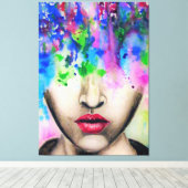 Kleurrijke Abstracte verfgezicht canvasprint Canvas Afdruk (Insitu (Houten vloer))