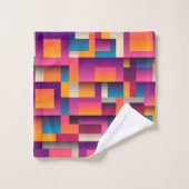Kleurrijke Abstracte vierkantjes en vormen Bad Handdoek (Wasdoekje)