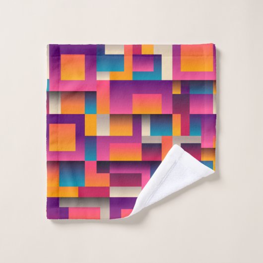 Kleurrijke Abstracte vierkantjes en vormen Bad Handdoek (Wasdoekje)