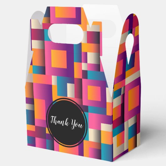 Kleurrijke Abstracte vierkantjes en vormen Dank u  Bedankdoosjes (Geopend)