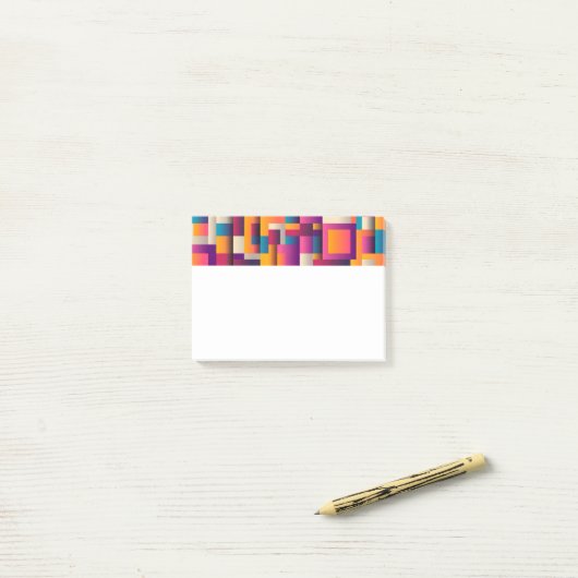 Kleurrijke Abstracte vierkantjes en vormen Post-it® Notes (Op bureau)