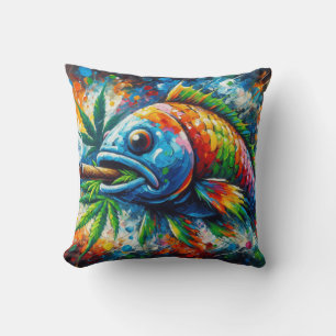 Kleurrijke Abstracte Vis Decoratie Kunst Kussen