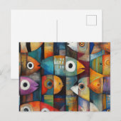 Kleurrijke Abstracte vis kunst Briefkaart (Voorkant / Achterkant)