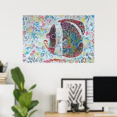 Kleurrijke Abstracte vis Poster (Thuiskantoor)